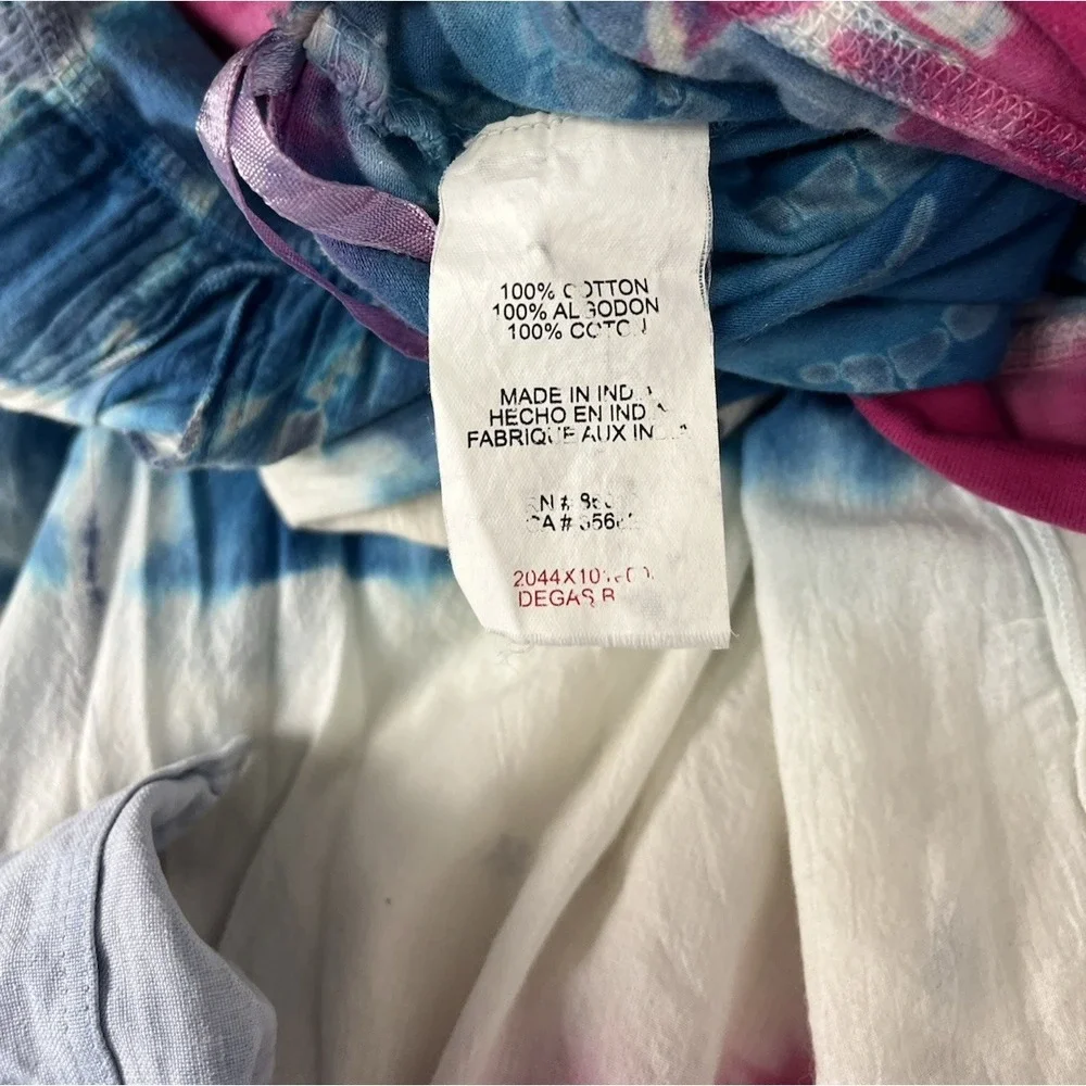 Y2K Tie Dye Maxi Skirt Medium Handkerchief Boho Festival Pink Blue Fairy Whimsy